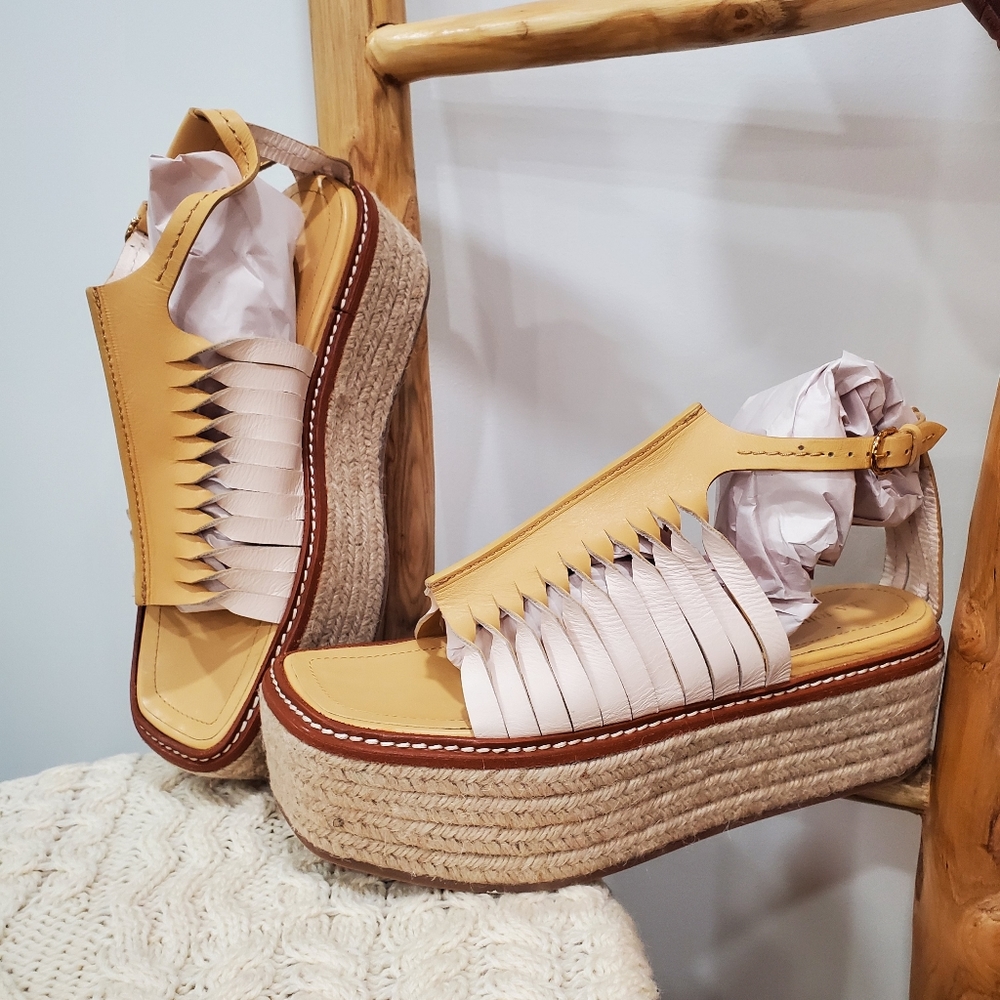 Ulla Johnson Valencia Leather Espadrille Platforms